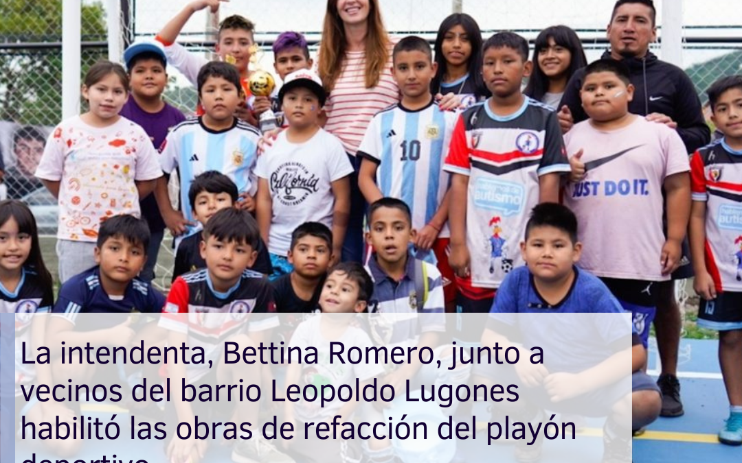 La intendenta, Bettina Romero, junto a vecinos del barrio Leopoldo Lugones habilitó las obras de refacción del playón deportivo