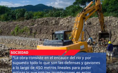 “La obra consiste en el encauce del rio y por supuesto todo lo que son las defensas y gaviones a lo largo de 450 metros lineales para poder mitigar lo que son las inundaciones en estos barrios”