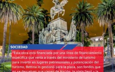 “Esta obra está financiada por una línea de financiamiento especifica que venía a través del ministerio de turismo para invertir en lugares patrimoniales y potenciación del turismo, Bettina lo gestionó para la plaza, son fondos que no se devuelven que vienen de Nación, la plata llegó y la obra había que hacerla”