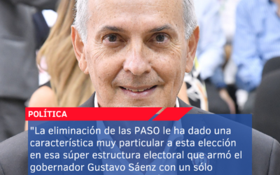 “La eliminación de las PASO le ha dado una característica muy particular a esta elección en esa súper estructura electoral que armó el gobernador Gustavo Sáenz con un sólo objetivo que era la reelección”